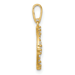 14k Polished CZ Open Circle Pendant