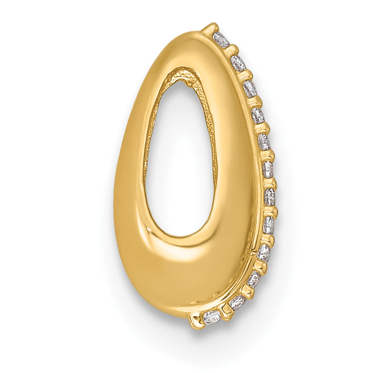 14k Polished CZ Domed Teardrop Chain Slide Pendant Secondary image