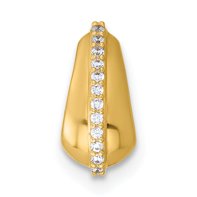 14k Polished CZ Domed Teardrop Chain Slide Pendant Main image