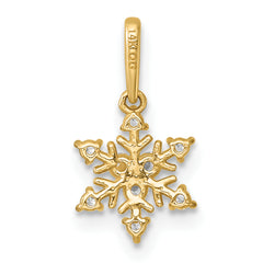 14k Polished CZ Snowflake Charm / Pendant