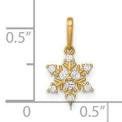 14k Polished CZ Snowflake Charm / Pendant