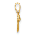 14k Polished and Diamond-cut Tulip Charm / Pendant