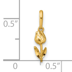 14k Polished and Diamond-cut Tulip Charm / Pendant