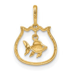 14k Polished Fish Bowl with Dangling Fish Charm / Pendant