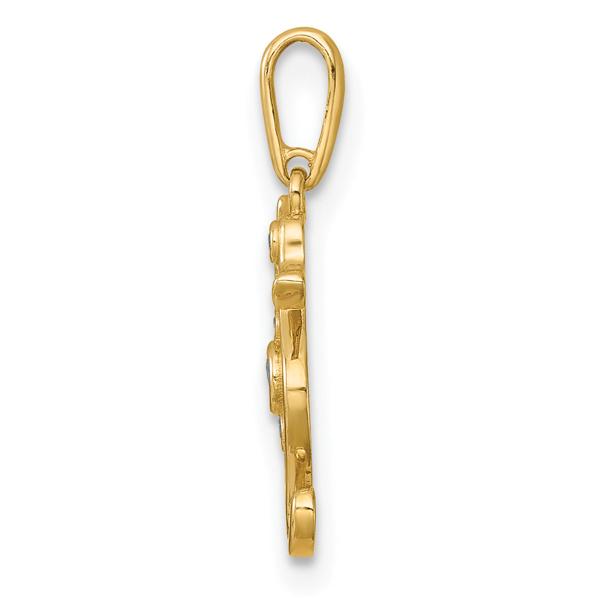 14k Polished CZ Seahorse Charm / Pendant