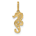 14k Polished CZ Seahorse Charm / Pendant