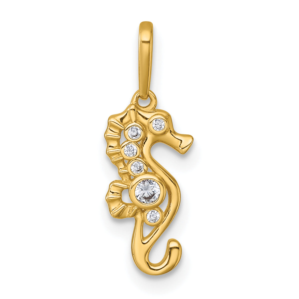14k Polished CZ Seahorse Charm / Pendant Main image