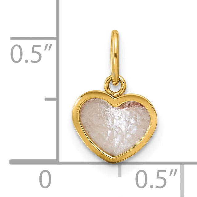 14K Polished Mother of Pearl Heart Pendant