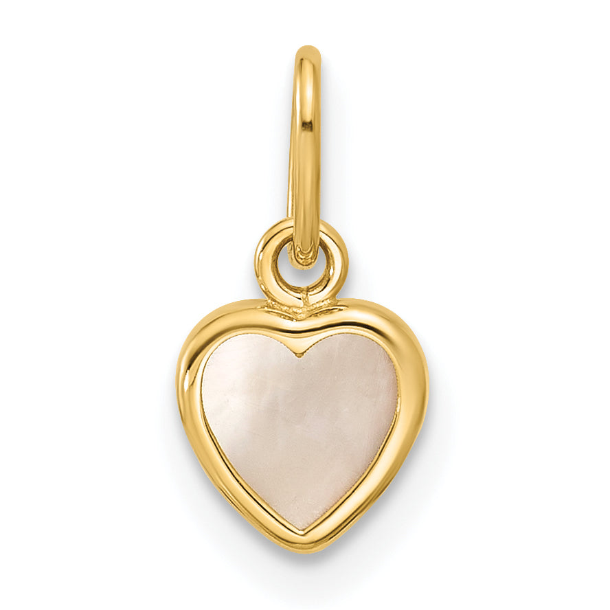 14K Polished Mother of Pearl Heart Pendant