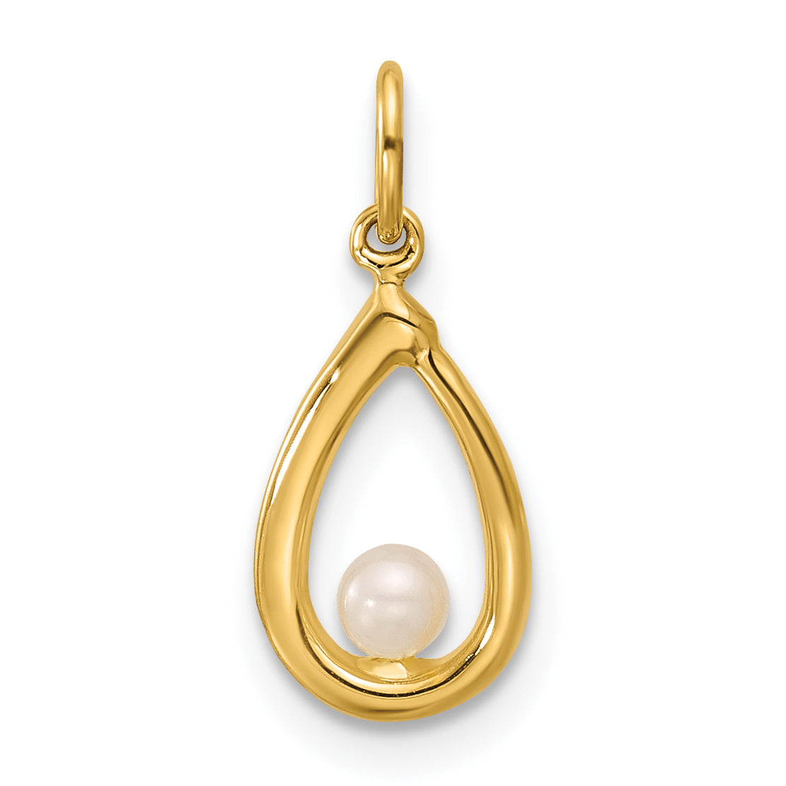 14K Polished Freshwater Cultured Pearl Teardrop Pendant Main image
