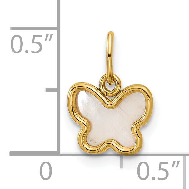 14K Polished Mother of Pearl Butterfly Pendant