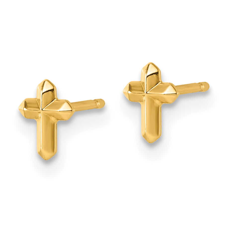 14K Polished Cross Post Earrings Secondary image