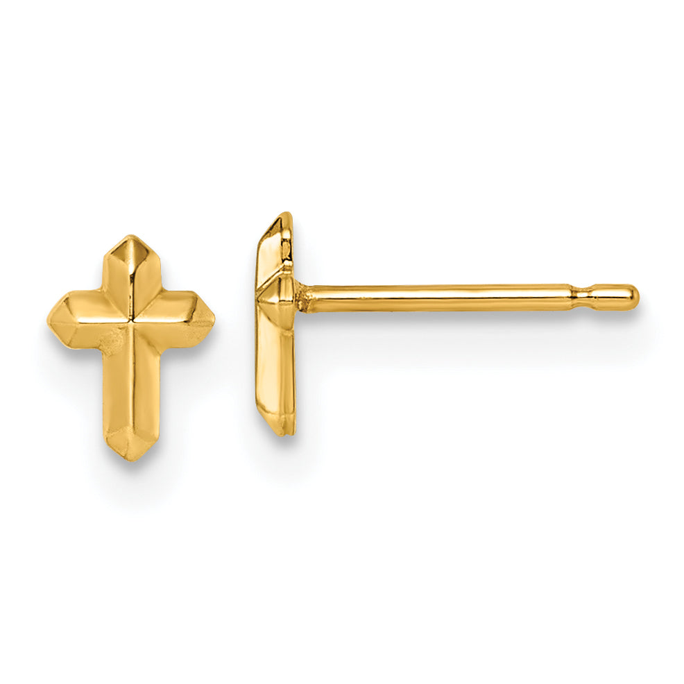 14K Polished Cross Post Earrings Main image