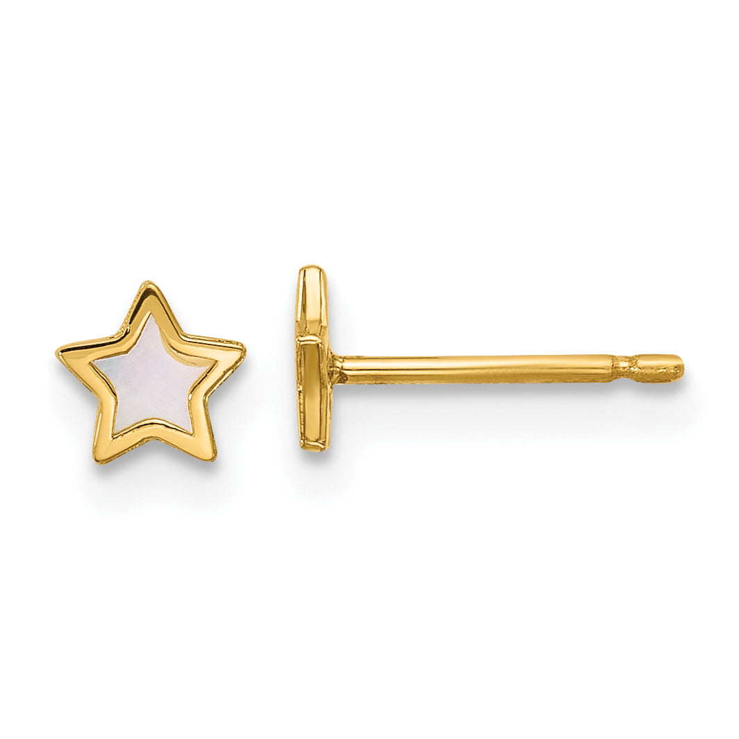 14K Polished Mother of Pearl Star Post Earrings Main image