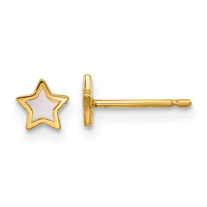 Mother of Pearl Star Stud Earrings in 14K Yellow Gold, 5mm - Sophia Jewelers