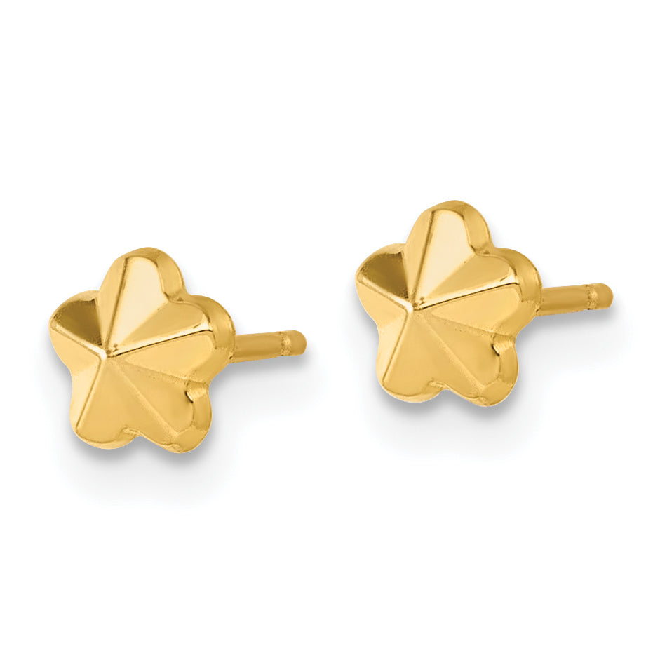 14K Polished Flower Post Earrings Secondary image