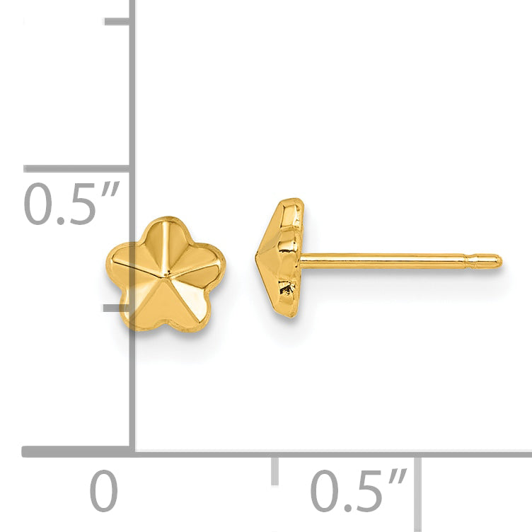 14K Polished Flower Post Earrings