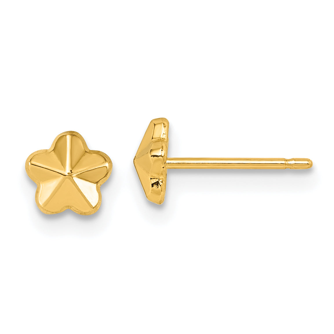 14K Polished Flower Post Earrings Main image