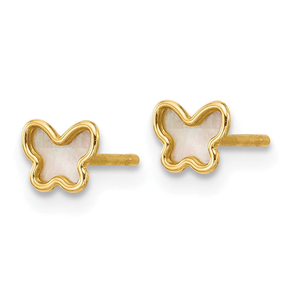 14K Polished Mother of Pearl Butterfly Post Earrings Secondary image