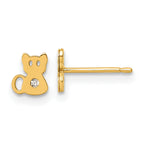 14K Polished CZ Cat Post Earrings