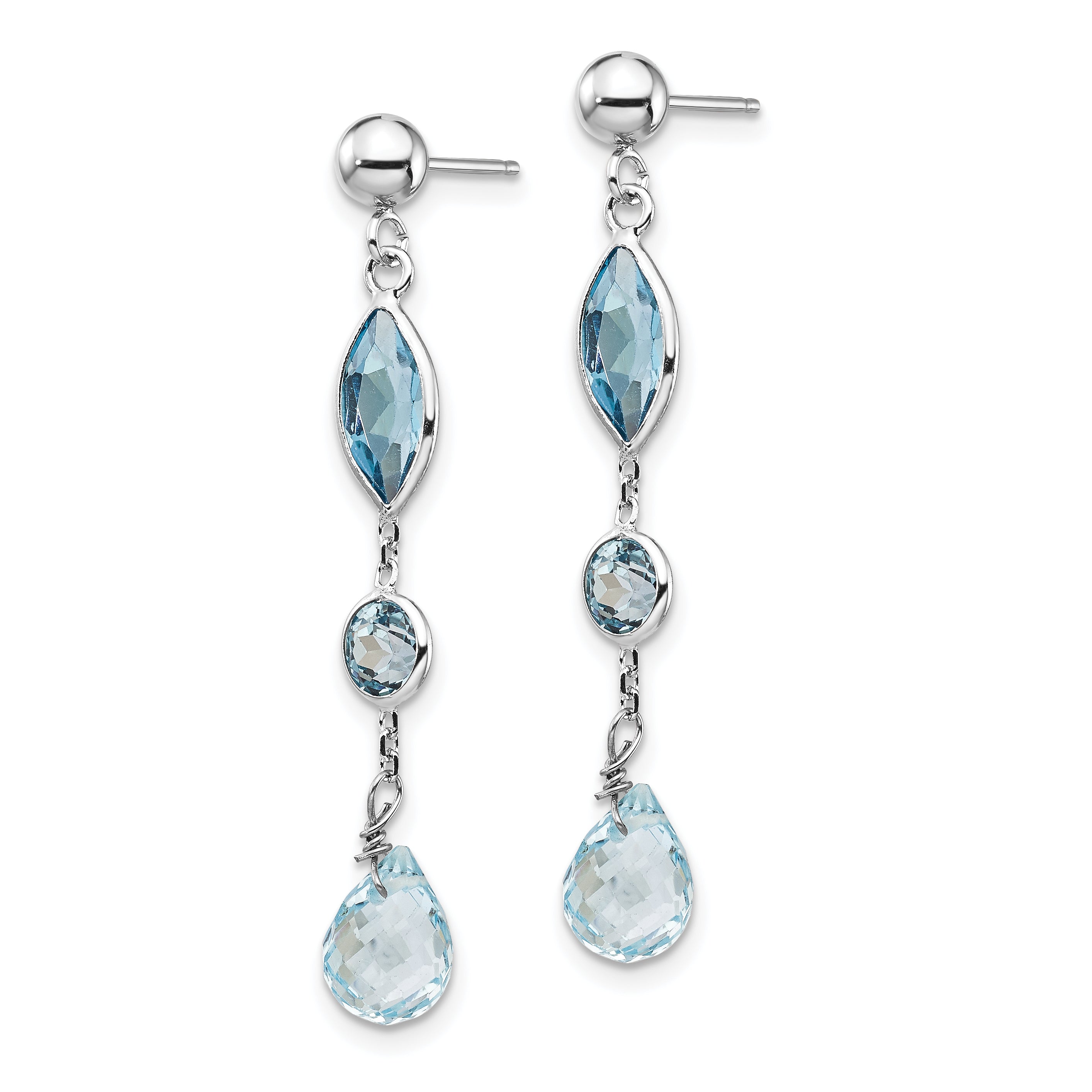 14K WG Blue Topaz Post Earrings Secondary image