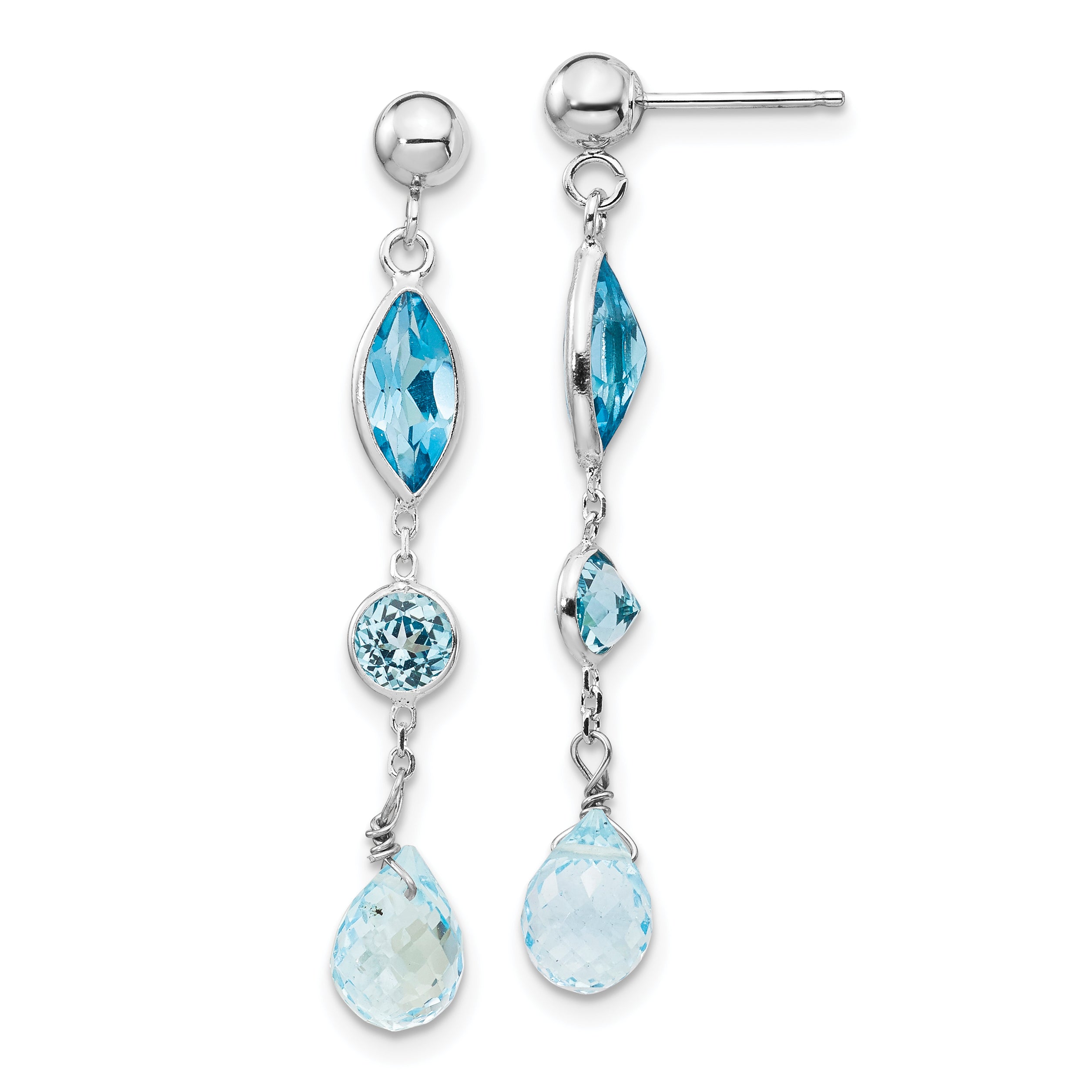 14K WG Blue Topaz Post Earrings Main image