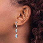 14K White Gold Marquise Blue Topaz Dangle Earrings