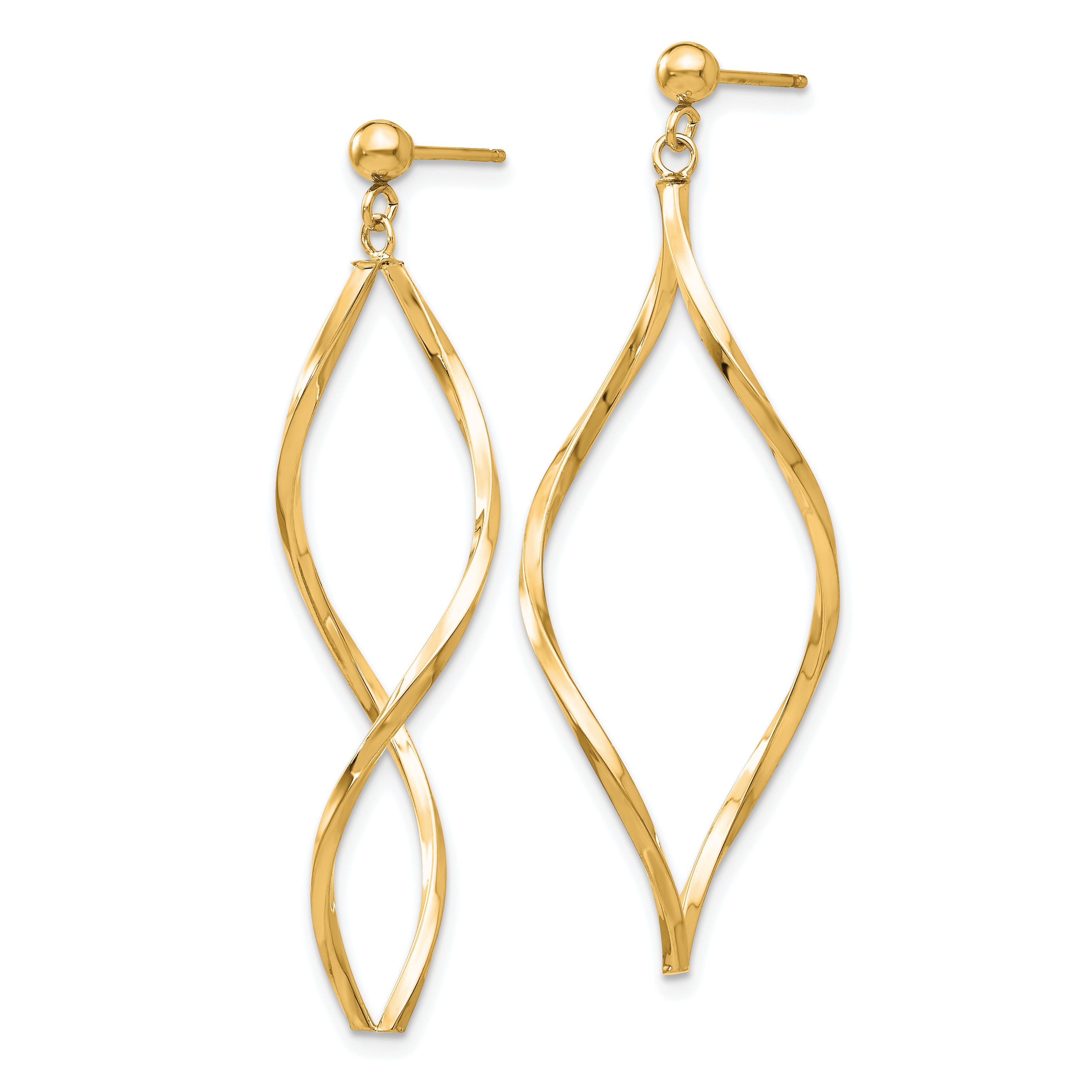 14k Twisted Post Dangle Earrings Secondary image