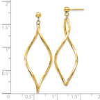14k Twisted Post Dangle Earrings