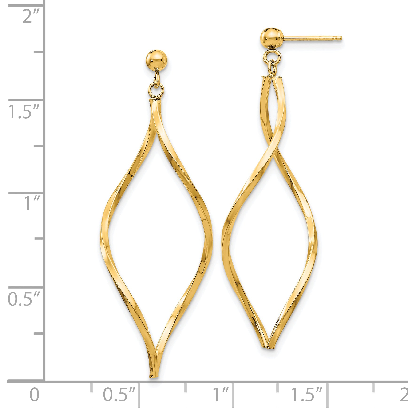 14k Twisted Post Dangle Earrings