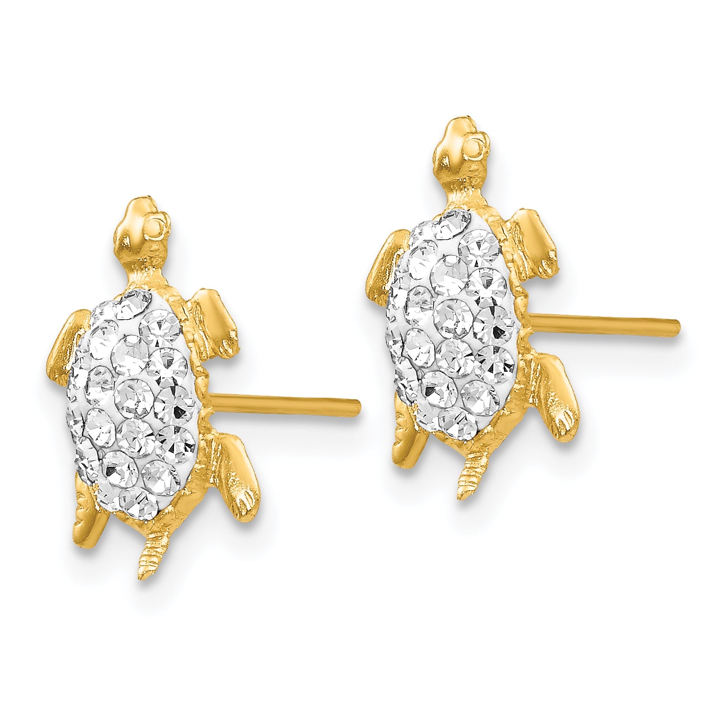 14k Crystal White Turtle Post Earrings Secondary image