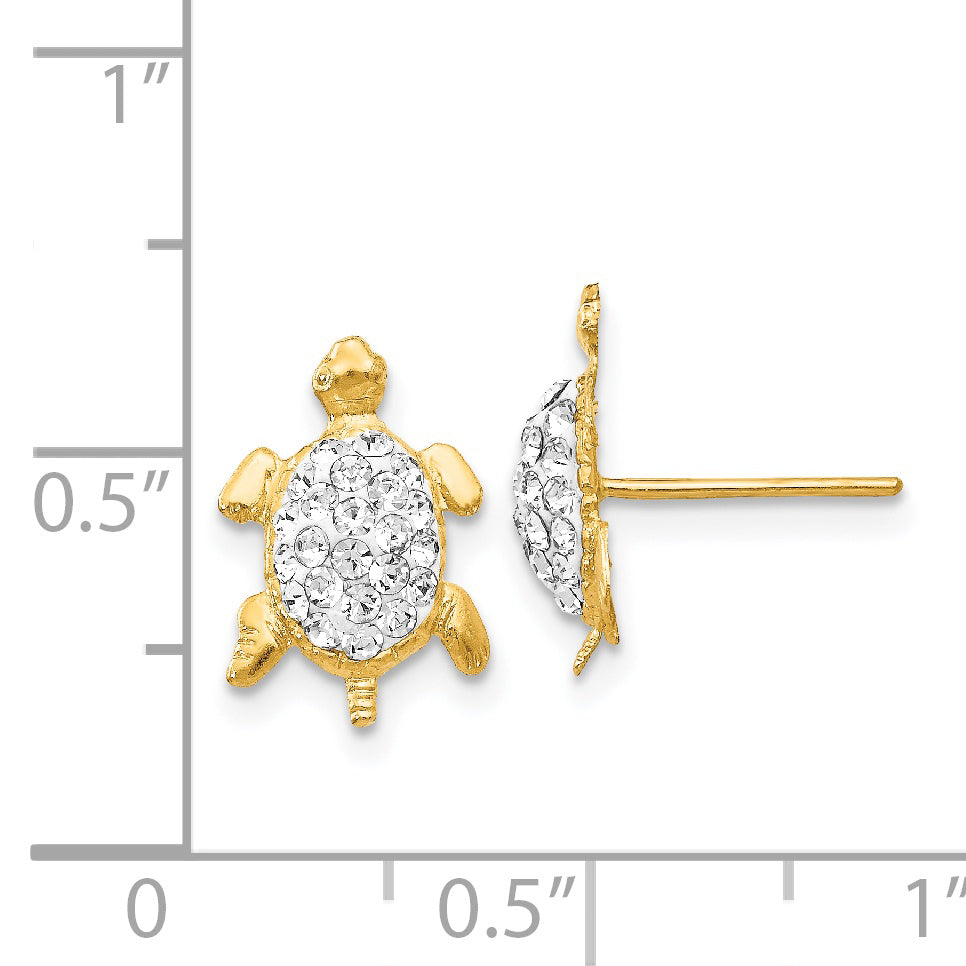 14k Crystal White Turtle Post Earrings
