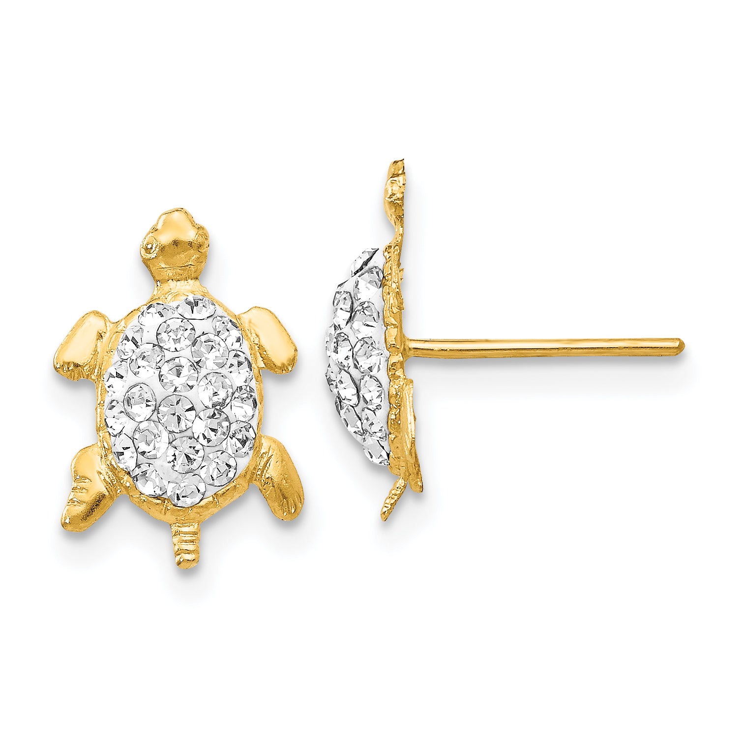 14k Crystal White Turtle Post Earrings Main image