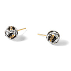 White Black Yellow Crystal Stud Earrings in 14K Yellow Gold, 8mm - Sophia Jewelers