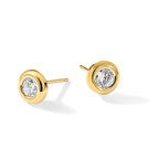 Circle Bezel Cubic Zirconia Stud Earrings in 14K Yellow Gold, 7mm - Sophia Jewelers