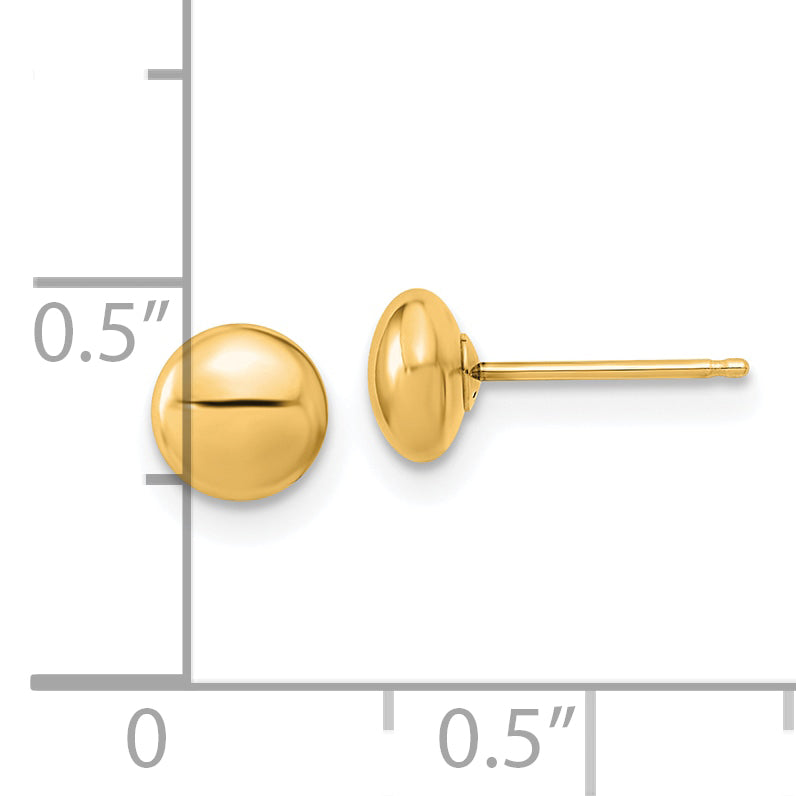 14k Gold Polished Button Post Earrings