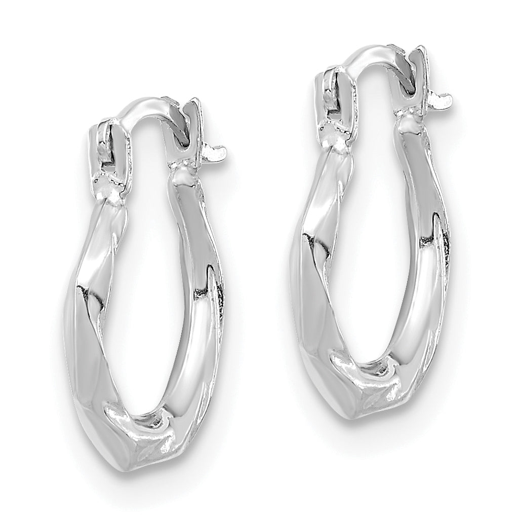 14K White Gold Polished Twist Hoop Earrings Secondary image