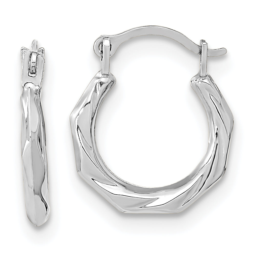 14K White Gold Polished Twist Hoop Earrings Main image