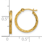 14k Polished and Satin Diamond-cut Hoop Earrings