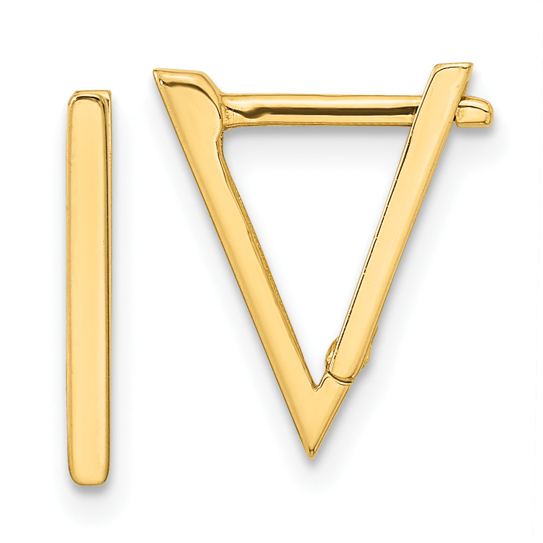 14K Polished Triangle Hoop Earrings Main image