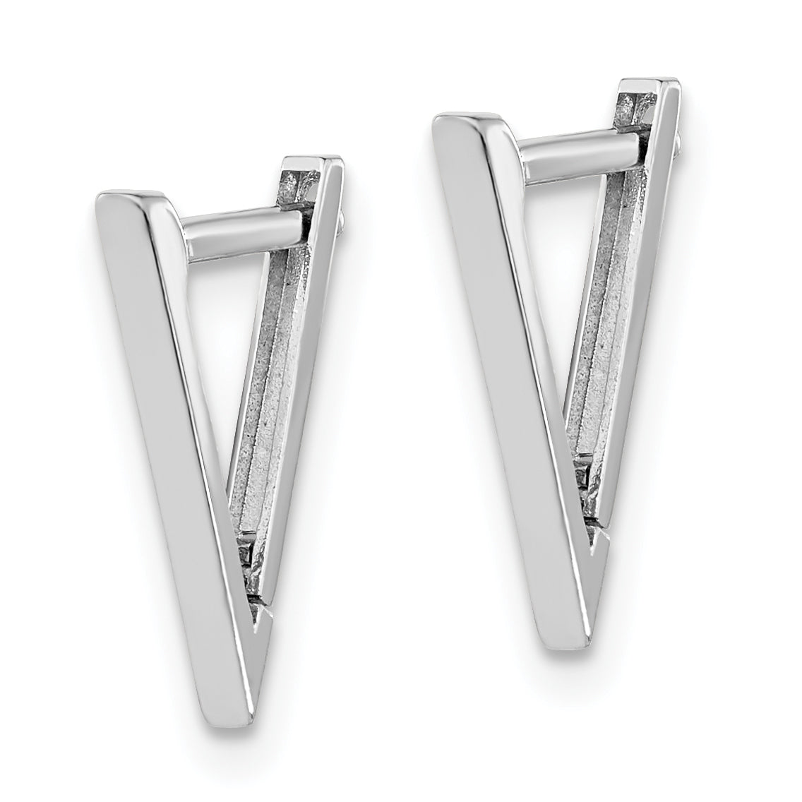 14K White Gold Polished Triangle Hoop Earrings Secondary image