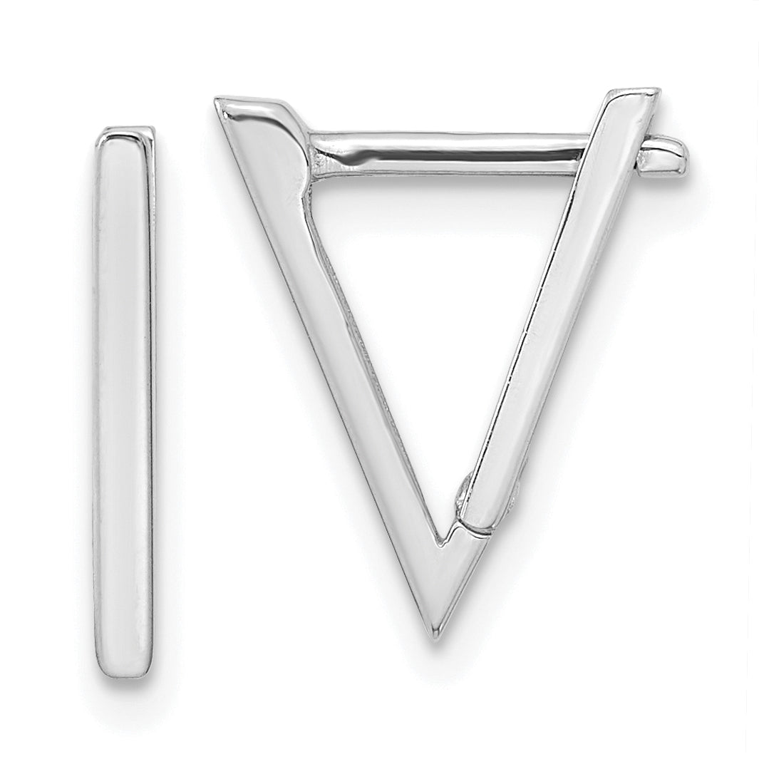14K White Gold Polished Triangle Hoop Earrings Main image