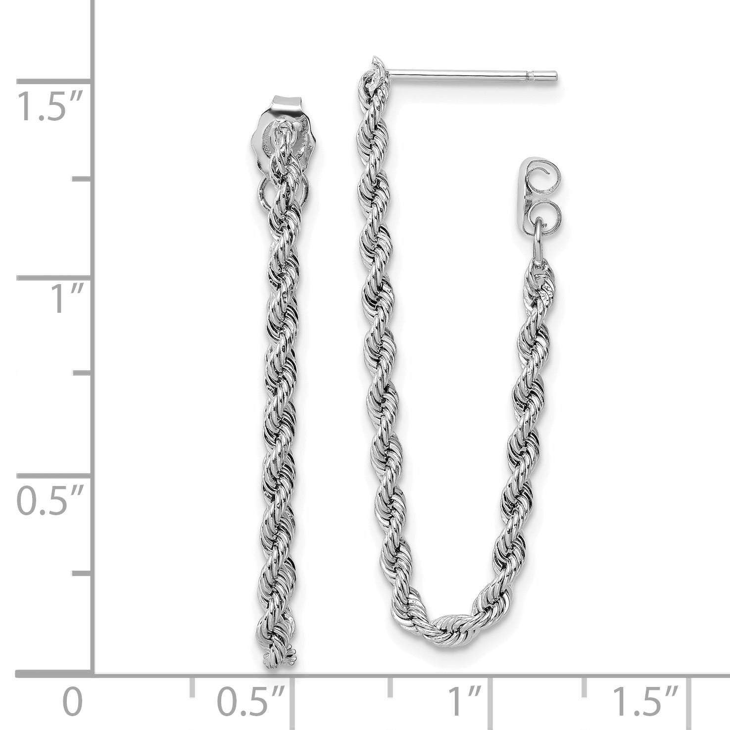 14k White Gold Polished Rope Dangle Earrings