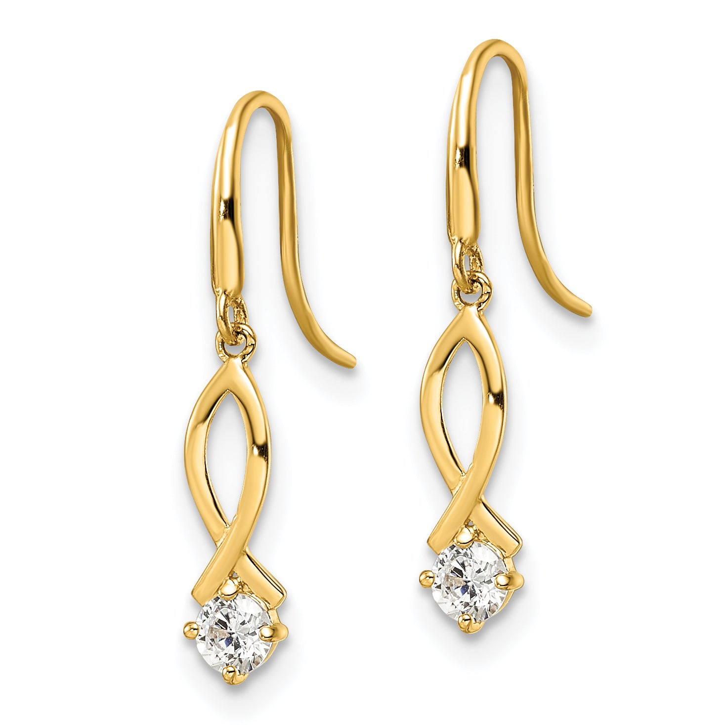 14k CZ Dangle Earrings Secondary image