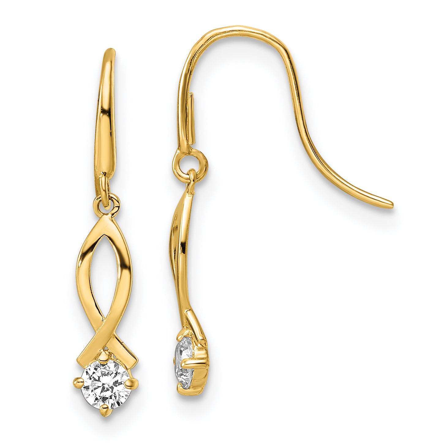 14k CZ Dangle Earrings Main image