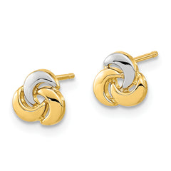 14K Polished White Rhodium Knot Post Earrings