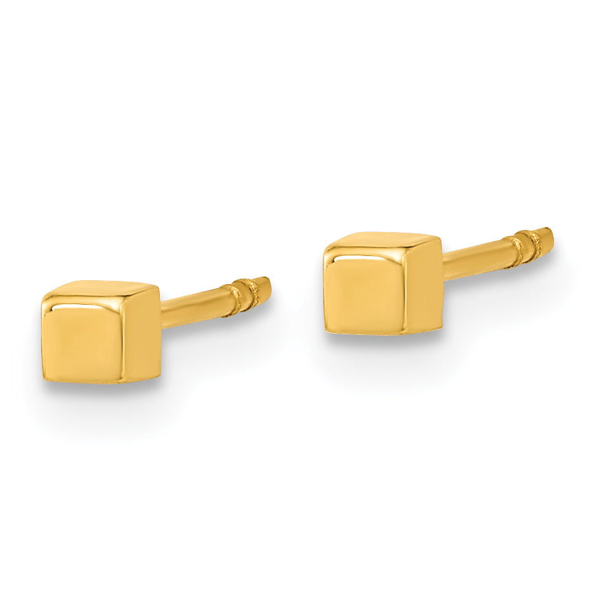 14K Polished Cube Post Earrings Secondary image
