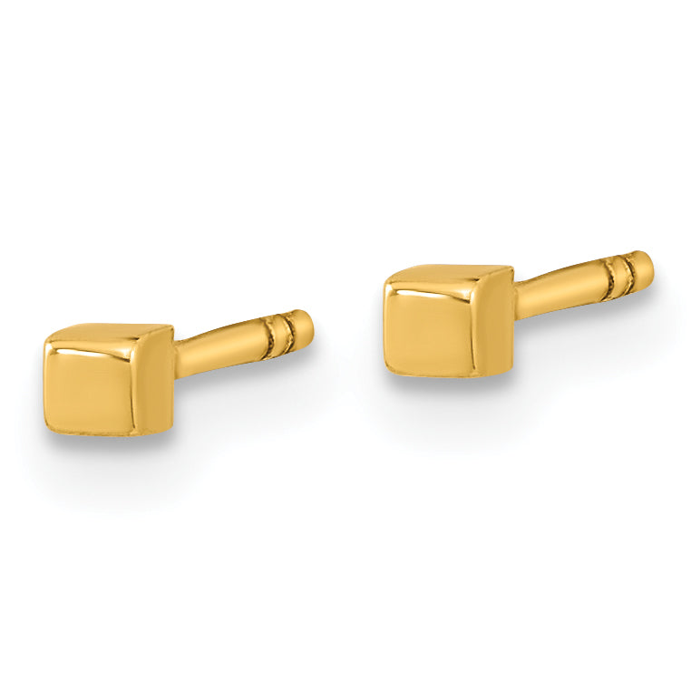 14K Polished Cube Post Earrings Secondary image