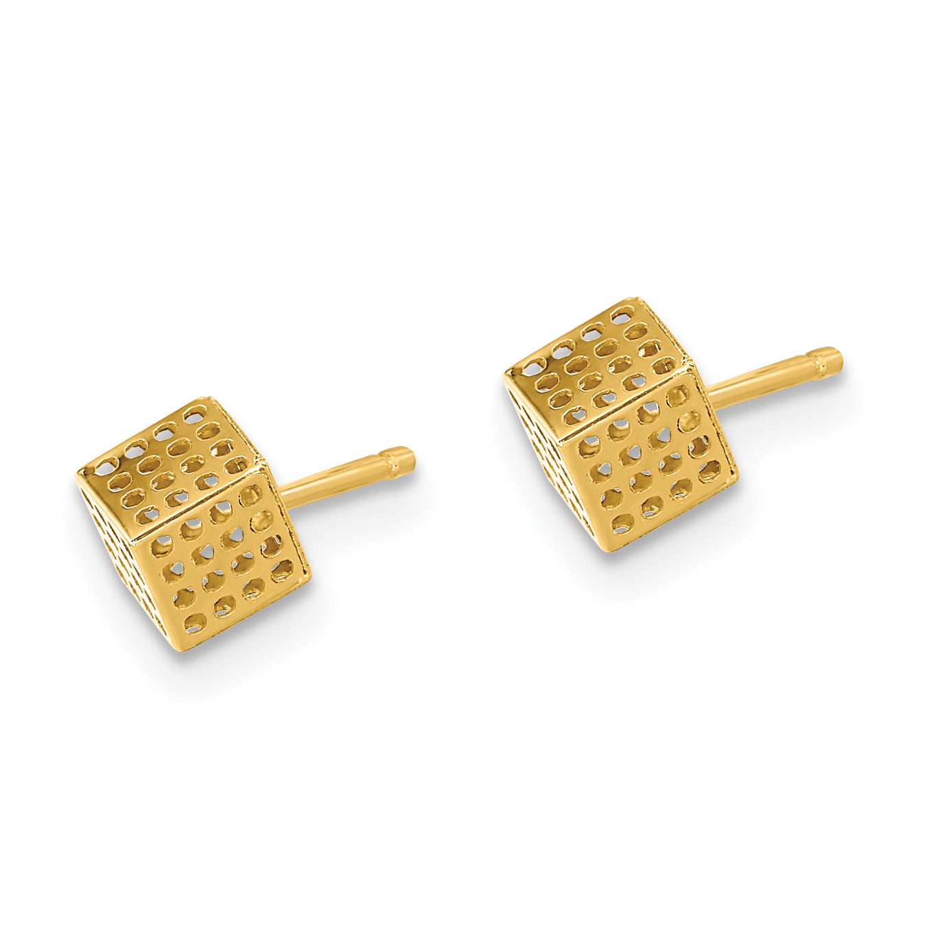 14K Gold Hollow Block Post Earrings Secondary image