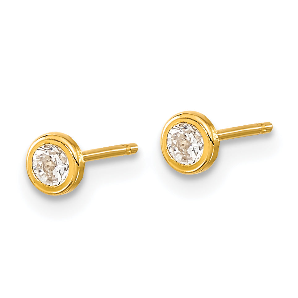 14K Polished Circle Bezel CZ Post Earrings Secondary image